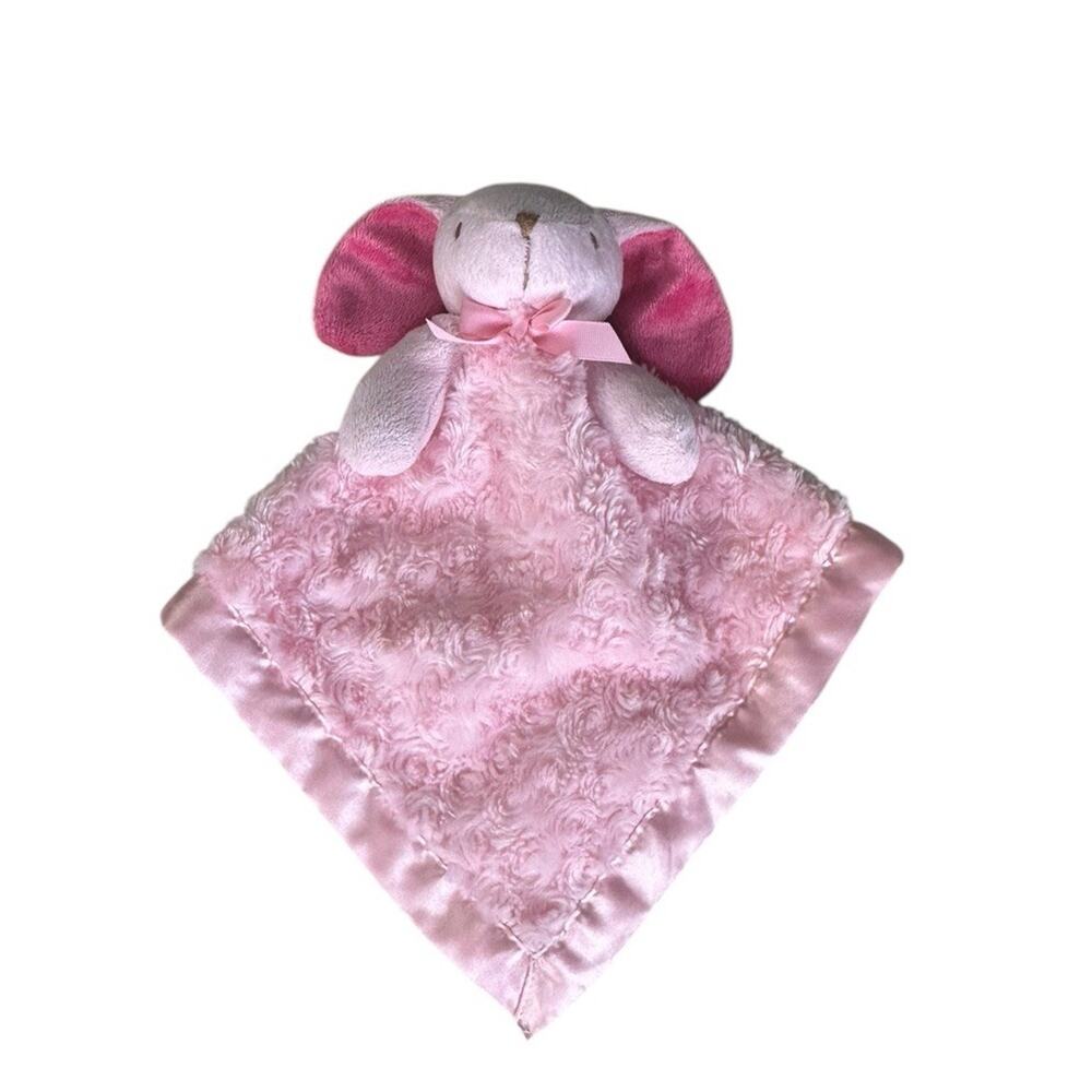 Blankets And Beyond Bunny Security Blanket Lovey Pink Satin Trim